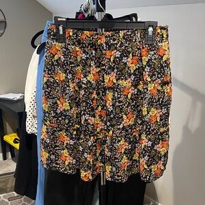 LOFT Black and Orange Floral Mini Skirt